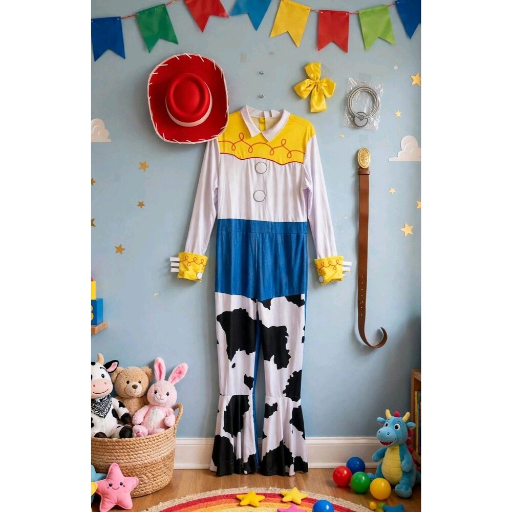 Disney Pixar Toy Story Jessie Costume Adult Large L Cowgirl Hat Belt Halloween